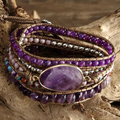 Hexagonal Stone Wrap Bracelet