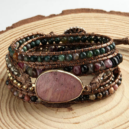 Hexagonal Stone Wrap Bracelet