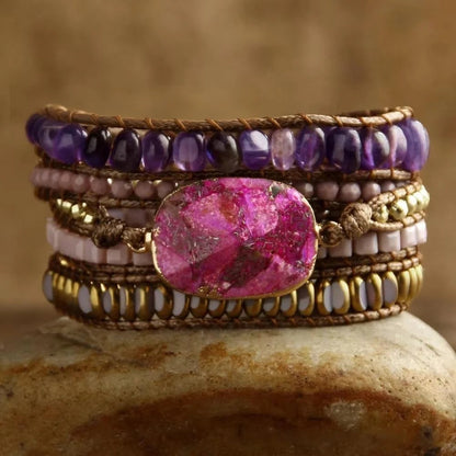 Hexagonal Stone Wrap Bracelet
