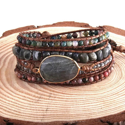 Hexagonal Stone Wrap Bracelet