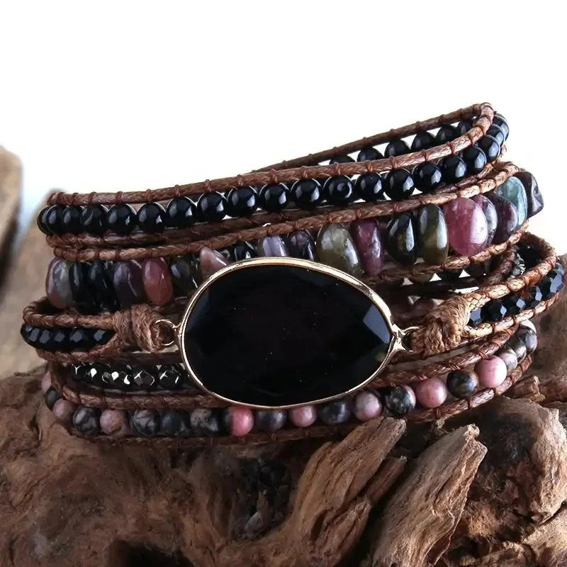 Hexagonal Stone Wrap Bracelet