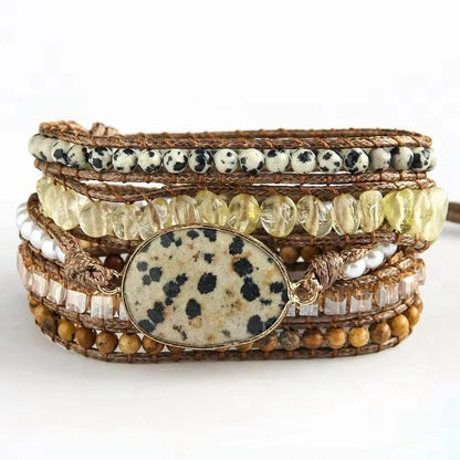 Hexagonal Stone Wrap Bracelet