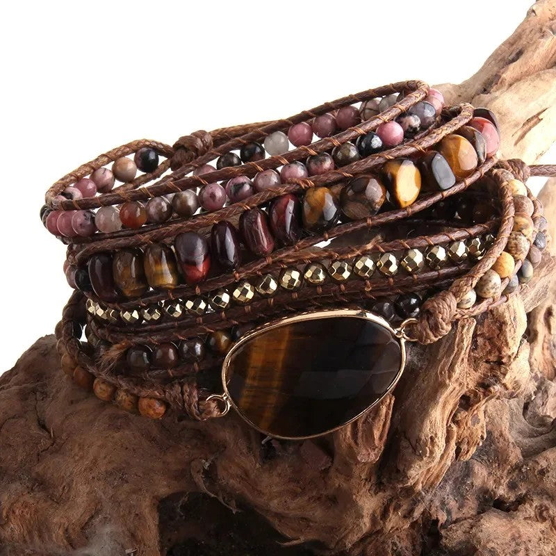 Hexagonal Stone Wrap Bracelet