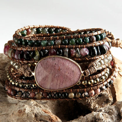 Hexagonal Stone Wrap Bracelet