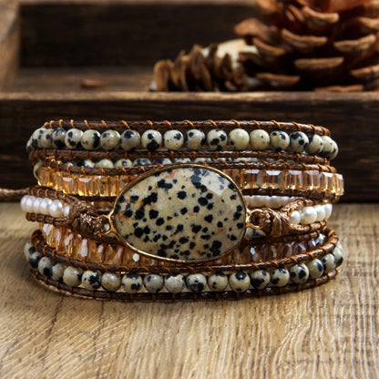 Hexagonal Stone Wrap Bracelet