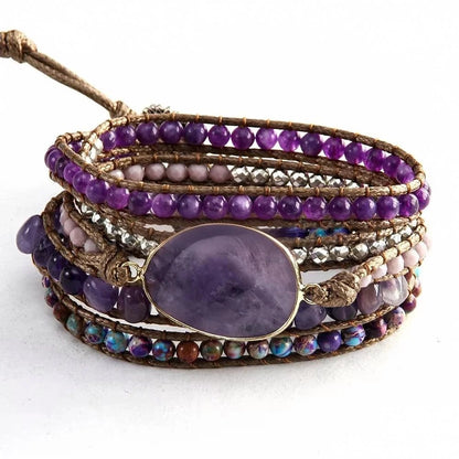 Hexagonal Stone Wrap Bracelet
