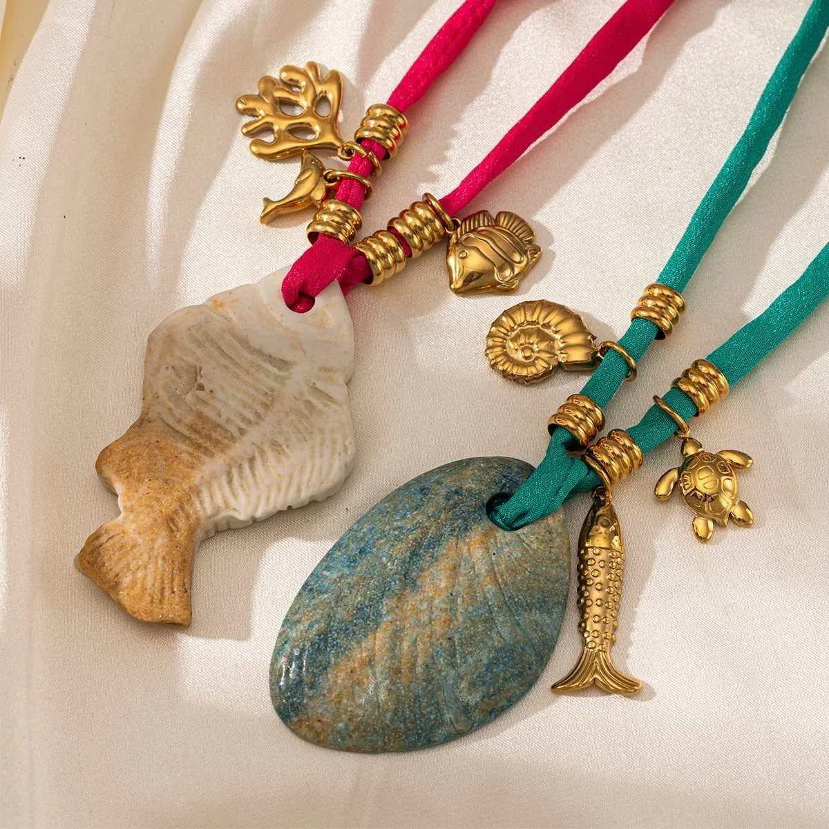 Layered Fish & Shell Necklace