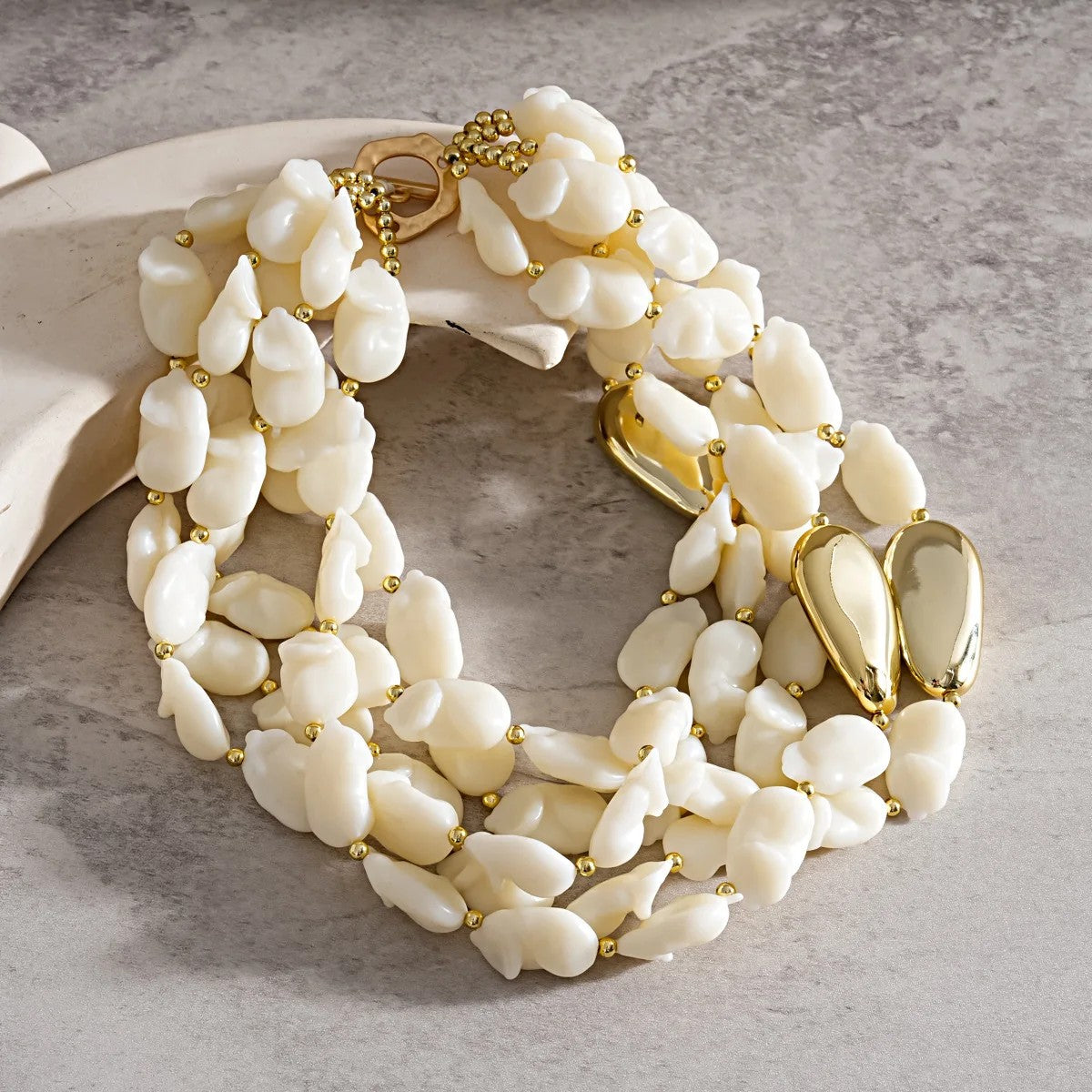White Baroque Bead Statement Necklace