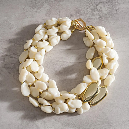 White Baroque Bead Statement Necklace