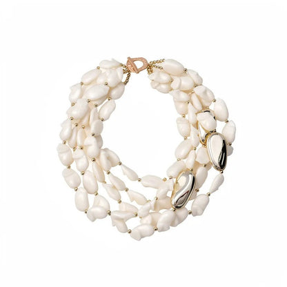 White Baroque Bead Statement Necklace