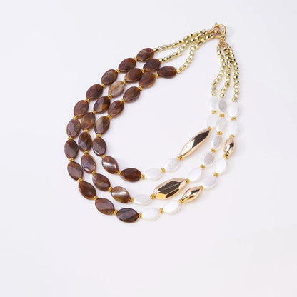 Green & White Layered Bead Necklace