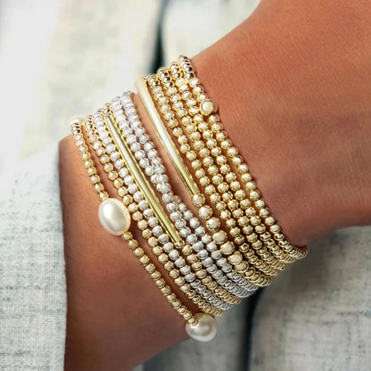 Stacked Bead & Pearl Bracelet Set
