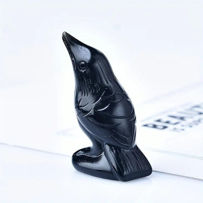 Black Stone Crow Figurine