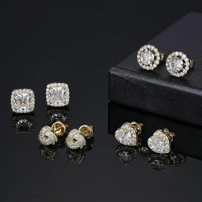 Crystal Shape Stud Earring Set