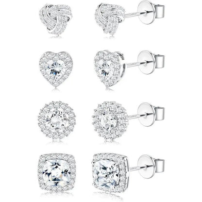 Crystal Shape Stud Earring Set