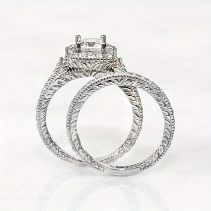 Princess Cut Halo Ring Set
