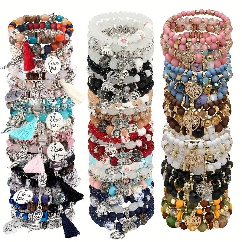 Charm Beaded Bracelet Stack