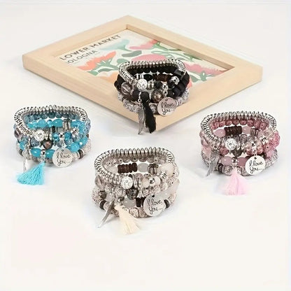 Charm Beaded Bracelet Stack