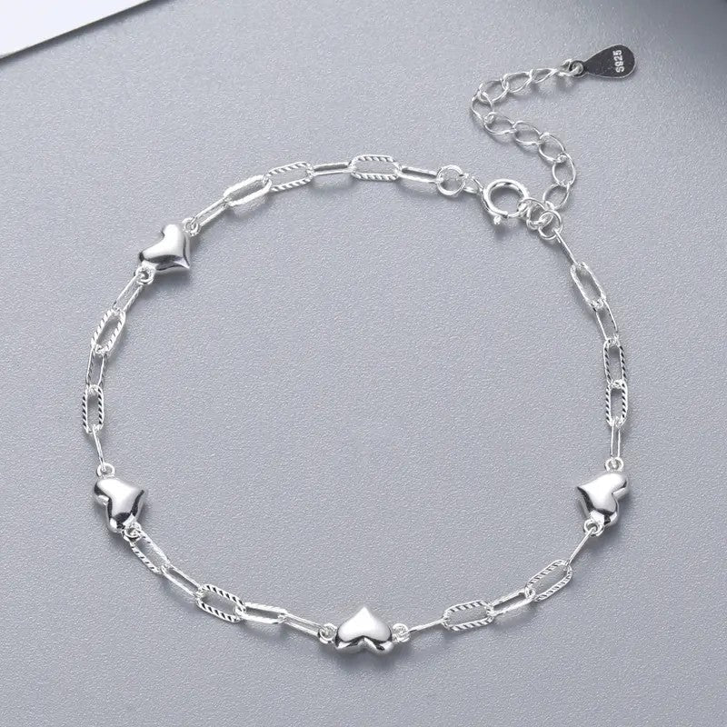 Polished Heart Link Bracelet