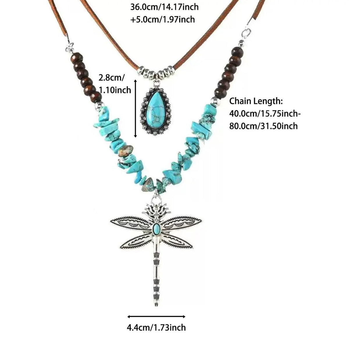 Turquoise Dragonfly Layered Necklace