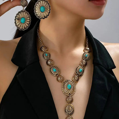Turquoise Floral Statement Jewelry Set