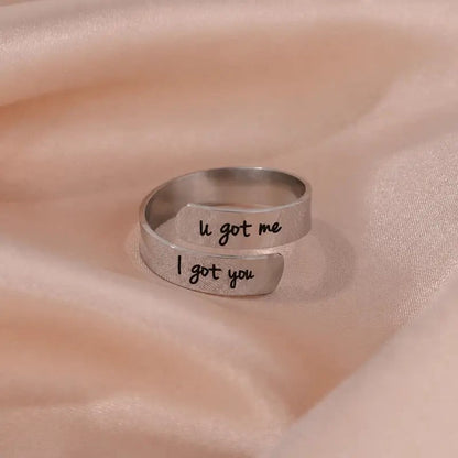 Engraved Open Cuff Ring Set