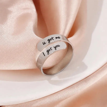 Engraved Open Cuff Ring Set