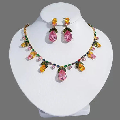 Multicolor Crystal Floral Statement Necklace
