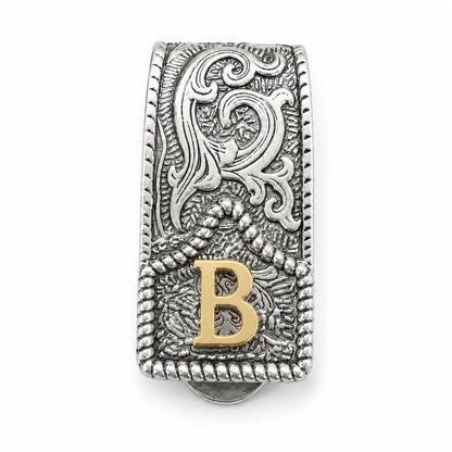 Western Scroll Initial Money Clip