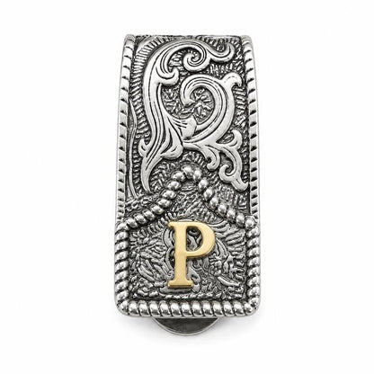 Western Scroll Initial Money Clip