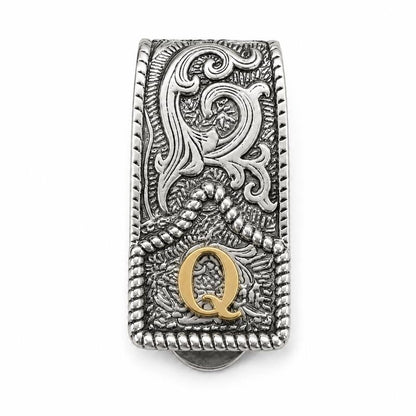 Western Scroll Initial Money Clip