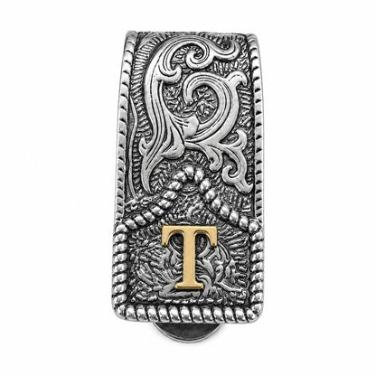 Western Scroll Initial Money Clip