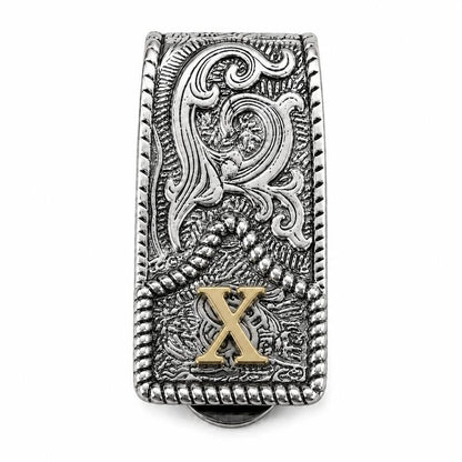 Western Scroll Initial Money Clip