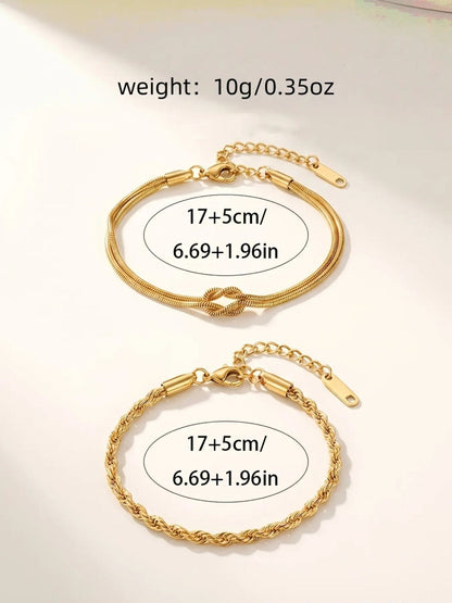 Knot & Rope Chain Bracelet Set