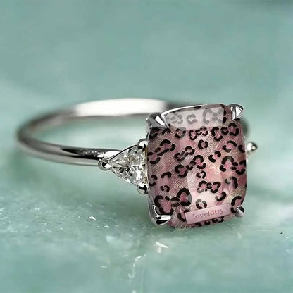Pink Leopard Rectangle Ring