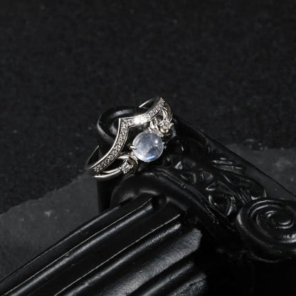Triple Moonstone Pave Ring