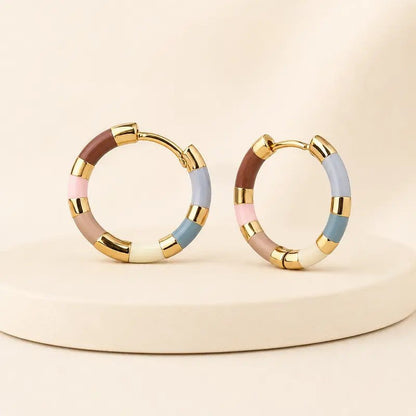 Colorful Enamel Hoop Earrings