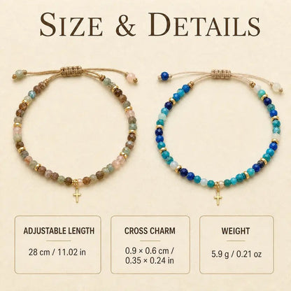 Multicolor Stone Cross Bracelet