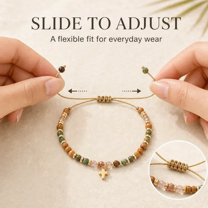 Multicolor Stone Cross Bracelet