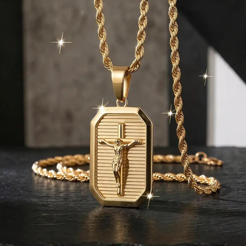 Crucifix Tag Necklace