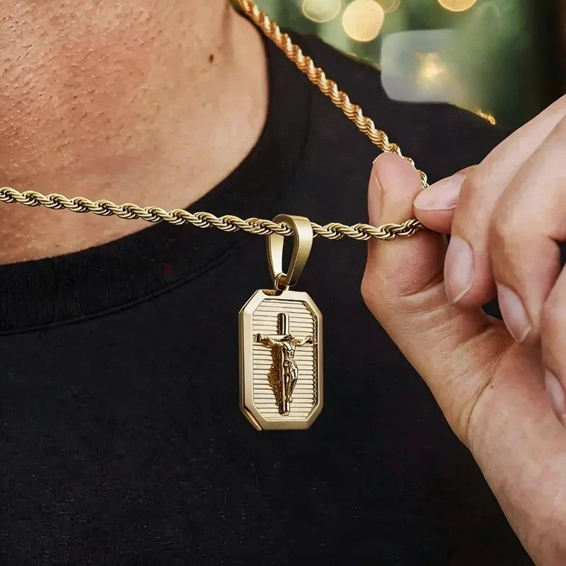 Crucifix Tag Necklace
