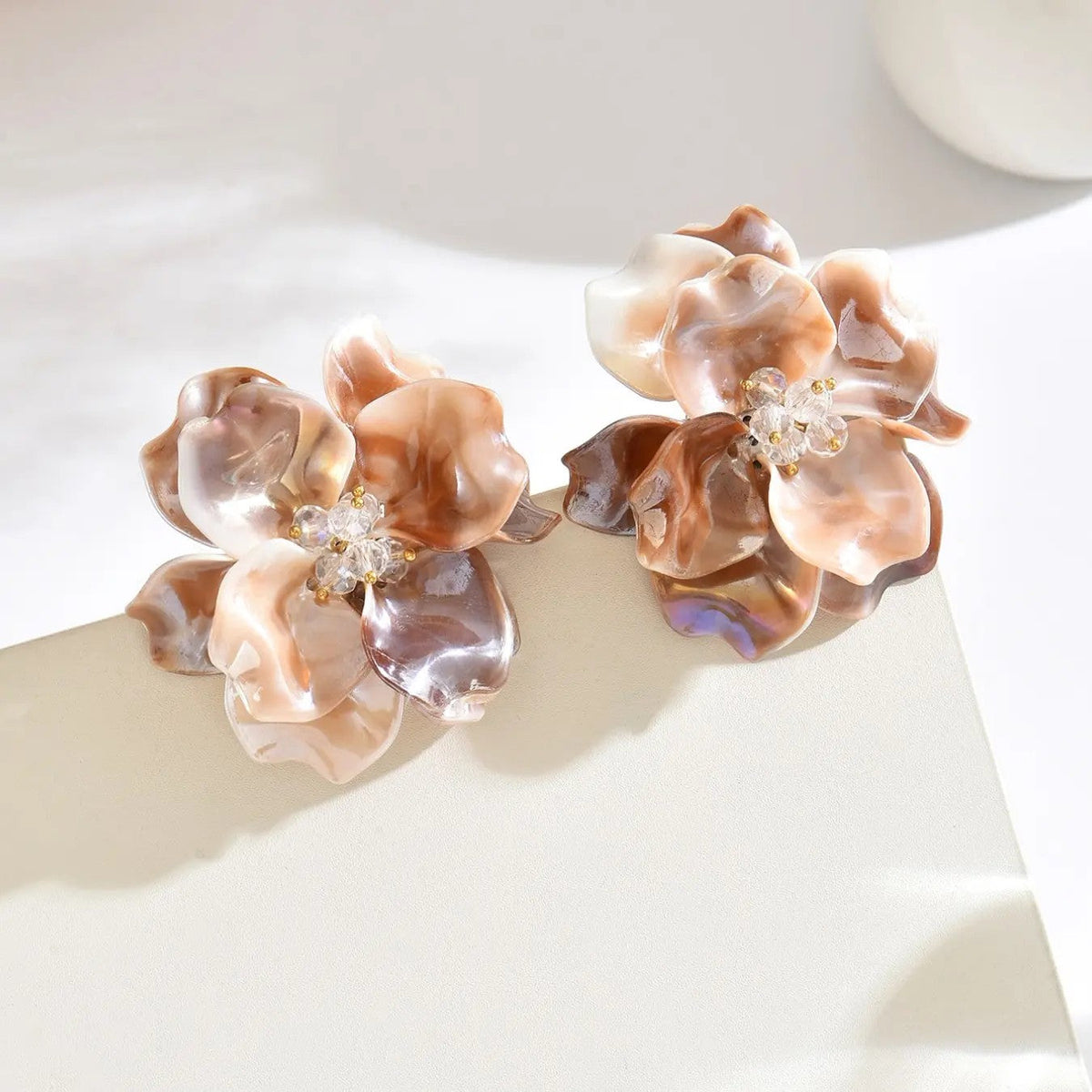 Pink Floral Statement Earrings