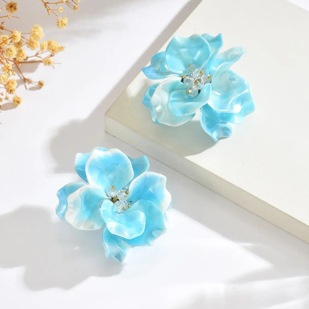 Pink Floral Statement Earrings