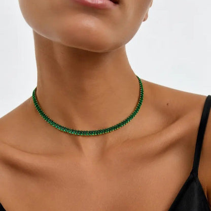 Green Crystal Tennis Necklace