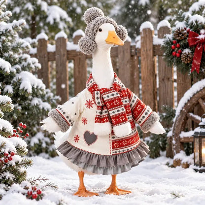 Winter Snowflake Goose Figurine