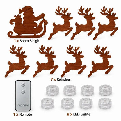 Santa Sleigh & Reindeer LED Wall Decor