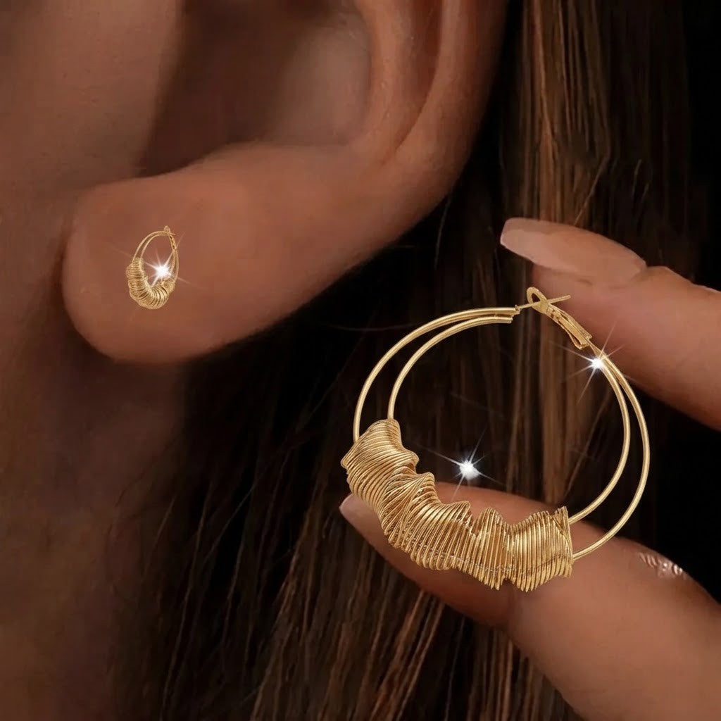 Coiled Wire Hoop Earrings