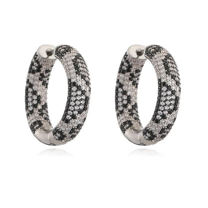 Paved Leopard Hoop Earrings