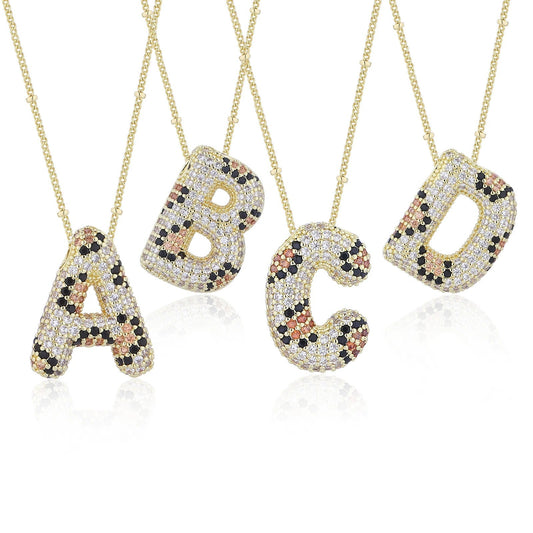 Crystal Initial Bubble Necklace