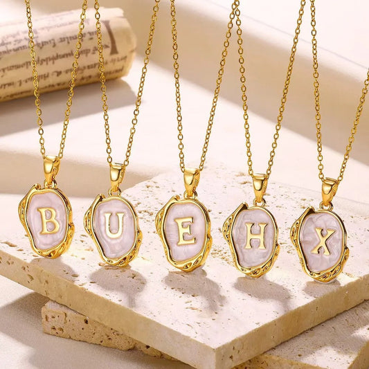 Organic Frame Initial Necklace